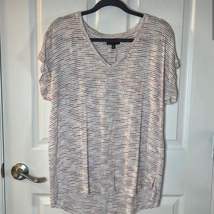 Bobeau Striped V-neck Blouse XXL